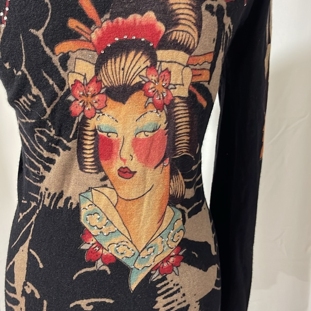 ED HARDY VINTAGE RHINESTONED CASHMERE SWEATER MEDIUM 
SALE! Price lowered!